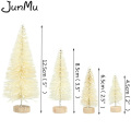 4Pcs Sisal Fiber Mini Christmas Tree 3Colors Snow Frost Small Pine Tree DIY Craft Desktop Decoration Christmas Ornaments